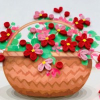 Panier de fleurs en quilling, carte de vœux faite à la main, enveloppe, art du papier quilling, spécial Vietnam, toutes occasions, cadeaux artisanaux en papier
