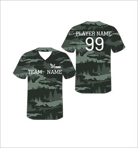 Maillot de baseball personnalisé camouflage olive, anti-humidité, uniforme d'équipe sublimé, chemise de sport athlétique boutonnée, OEM ODM - Product Image 1