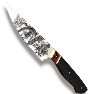 Cuchillos de Cocina Hechos a Mano con Hoja de Acero Grabada Decorativa y Mango Ergonómico Remachado para Cocina Profesional y Corte de Carne - Product Image 2