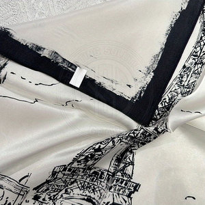 Silk Scarf Floral <b>Print</b> Pattern For Party <b>Office</b> Travel And Casual Fashion Wear Silk Scarf - Product Image 5