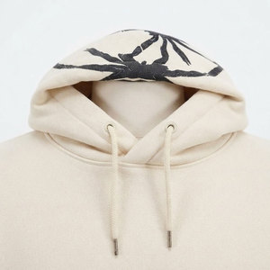 Sweat-shirt surdimensionné en molleton épais crème personnalisé avec logo araignée noire imprimée sur le devant, grande taille pour femme - Product Image 5