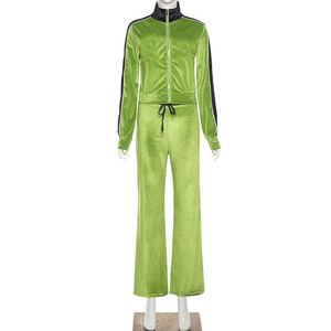 Ensemble de survêtement en velours pour femme, taille adulte, en velours, décontracté, pour sports d'hiver, personnalisé, uni, coupe ajustée, en mélange de coton, vente en gros - Product Image 5