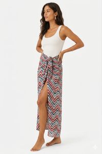 Falda multicolor con abertura y lazo en forma de chevron - Product Image 5