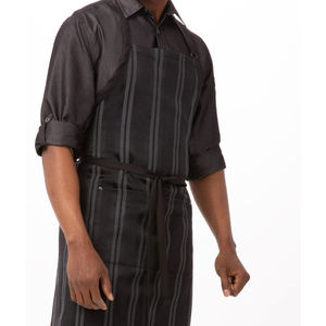 Tablier de chef professionnel noir pour cuisine, barbecue, avec grandes poches, en tissu coton/polyester - Product Image 3