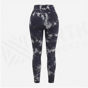 North Approach 2 Piece Yoga Set <b>One</b>-Shoulder Tie Dye High Waist Shorts Sweat Wicking Breathable Spandex Polyester - Product Image 2