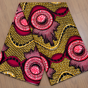 <b>Yellow</b> Green Blue African Wax Print Fabric with Bold Circular Floral Pattern for Ankara Dresses and Fashion Wear - Product Image 3