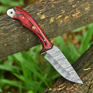 Cuchillo de Caza Premium DIY para Exteriores, Multifuncional, de Acero de Damasco, con Punta Caída, Espiga Completa, Mango de Madera, para Camping y Senderismo, Soporte Personalizado - Product Image 3