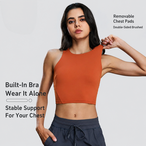 <span class=keywords><strong>Reggiseno</strong></span> Sportivo da Donna ad Alto Sostegno, Top Canotta con Spalline Incrociate, Imbottiture Rimovibili, <span class=keywords><strong>Reggiseno</strong></span> Integrato, in Nylon Spandex Doppio Spazzolato per Yoga e Pilates - Product Image 2