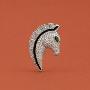 Broche con Cabeza de Caballo, Joyería de Moissanita en Plata S925 para Regalo de Boda o Fiesta - Product Image 1