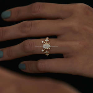 IGI/GIA Lab Grown Cut Diamond Vintage 14K Anillo de boda/compromiso amarillo Unisex Oro blanco fino para fiesta de aniversario-Worthy - Product Image 1