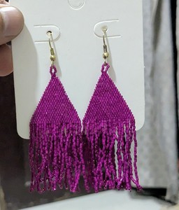 Pendientes largos bohemios con borlas de cuentas, hechos a mano, grandes y llamativos, tipo candelabro, con cuentas de semillas, para mujer - Product Image 1