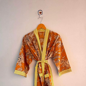 <b>Beach</b> Wear Robe Bathrobe Wholesale Indian Hand Printed <b>Kimono</b> Women's Costumes Sleepwear Robe Handmade Women Sexy Nightwear - Product Image 1