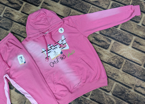 Custom Luxury Oversized Casual Women Sweatpants Hoodie <b>Set</b> Washed Straight Streetwear Tracksuits winter Solid 100% Cotton Crop - Product Image 3