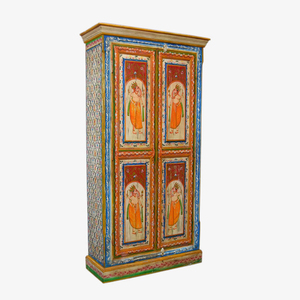 Haswani Handicrafts Durable Wooden Painted Door Almirah Vintage <b>Wardrobe</b> Solid Wood <b>Storage</b> Cabinet Traditional Indian Rajasthan - Product Image 1