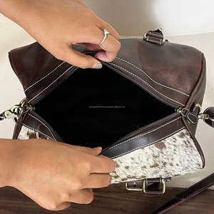 Nouveau Sac à Main Tendance Grande Capacité en Cuir de Vachette Gratté à Motif Damier, Sac Bandoulière en Peau de Bête pour Femme - Product Image 6