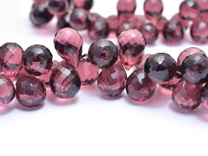 Cuentas de rodolita natural facetada en forma de lágrima de 10x15 mm, cuarzo hidrocolor, piedras semipreciosas para joyería. - Product Image 3