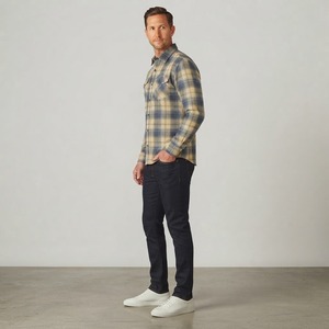 Camisa de Franela a Cuadros para Hombre, Manga Larga, Cuello Camisero, Informal, para Otoño, 100% Algodón, Tejido Transpirable - Product Image 2