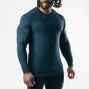 Camiseta de Manga Larga para Hombre, Cuello Redondo, Corte Regular, Color Sólido, Informal, de Algodón Tejido Transpirable - Product Image 2
