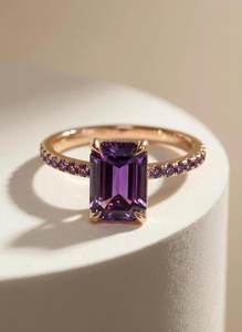 Bague en améthyste, argent sterling 925, plaqué or 14 carats, pierre de naissance de février, cadeau pour maman, bague de voyage - Product Image 3