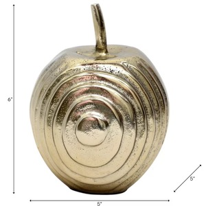 Sculpture Pomme Dorée 6x5 Pouces, Décoration Métallique Faite à la Main, Figurine Artistique Moderne pour Table de Salon - Product Image 1