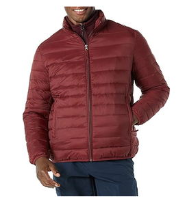 Men's Winter Puffer Jacket with Front Logo Stand Collar Zipper Closure Solid <b>Pattern</b> OEM Service - Product Image 2