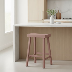 เก้าอี้บาร์ทรงสูง ไม้ยางพาราแท้ ทรงกลม ทันสมัย เรียบง่าย เฟอร์นิเจอร์บ้าน ทนทาน น้ำหนักเบา - Product Image 3