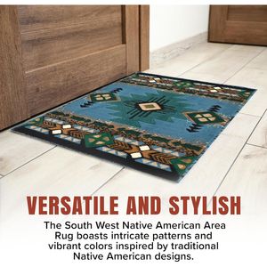 Tappeto Boho Nativo Americano del Sud-Ovest, Spesso, Morbido e Resistente, Facile da Mantenere, Design Tribale per Camera da Letto - Product Image 5
