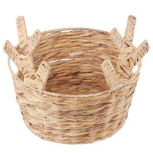 Panier en jacinthe d'eau avec accents en forme d'oreilles de cerf, panier de rangement fait main, vente en gros, écologique, fabriqué au Vietnam - Product Image 1