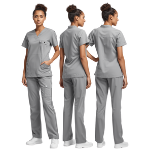 Ensemble de blouses d'infirmière gris glace de qualité supérieure pour femmes, uniforme professionnel de soins de santé - Product Image 2
