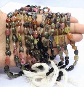 Perles de tourmaline naturelle multicolores, lisses, taillées en forme de poire, 7x10 mm, pierres précieuses de tourmaline, brin de 14 pouces, tourmaline en forme de poire - Product Image 5