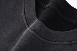 Men's <b>Black</b> <b>Plain</b> Cotton <b>T</b>-<b>Shirt</b> Short Sleeve O-Neck Loose Fit Casual Woven Solid Color Breathable Streetwear 300g - Product Image 5