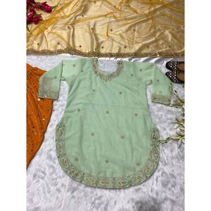 Haut de fête de créateur, taille XL, dhoti salwar et dupatta, look élégant - Product Image 2