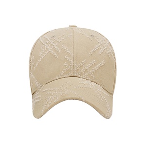 Casquette de baseball personnalisable en coton uni à 6 panneaux avec broderie 3D rayée et logo, style sportif vieilli, 2026 - Product Image 2