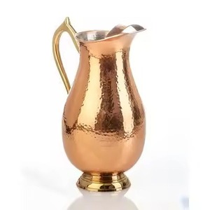 Traditional Copper Drinking Jug for Water Storage Dining <b>Table</b> Serving Kitchen Use Wellness Inspired Drinkware - Product Image 2