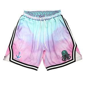 Shorts de basketball personnalisés OEM, uniforme d'équipe, taille élastique en mesh, respirant, séchage rapide, impression de design personnalisé, usine - Product Image 1