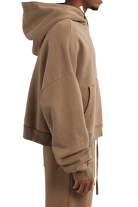 เสื้อฮู้ดดี้ผู้ชายทรงโอเวอร์ไซส์แบบครอป ผ้าฟลีซนุ่ม สวมใส่สบาย แบบยูนิเซ็กซ์ ผ้าฝ้ายลำลอง สไตล์สตรีทแวร์ น้ำหนักมาก รับผลิตแบบ OEM ODM - Product Image 2