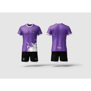 Tenue de football de designer, ensemble violet et noir, maillot et short pour homme, équipement de football de marque - Product Image 1
