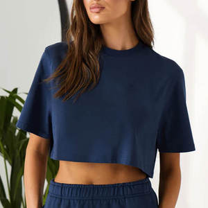 Top Corto Clásico para Mujer, Diseño Holgado, Color Sólido, Tela Ligera, Ideal para Verano y Uso Casual - Product Image 5