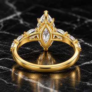 แหวนเพชรทรงมาร์คีส์เพาะเลี้ยงในห้องปฏิบัติการ รับรองโดย IGI ทองคำแท้ 14K แหวนหมั้นประดับเพชรทรงมาร์คีส์ด้านข้าง ขายส่ง - Product Image 3