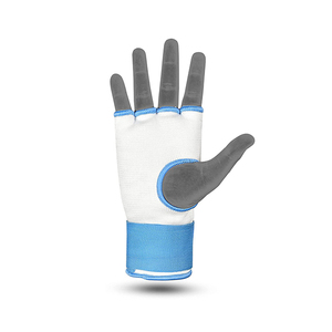 Gants de musculation unisexes avec support pour les poignets, bleu, blanc, gris, polyester respirant, antidérapant, fermeture auto-agrippante, extensibles et résistants - Product Image 4