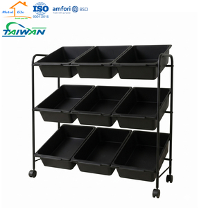 IMade in Taiwan ISO9001 BSCI 9-Bin Rolling Toy Storage <b>Trolley</b> Multifunctional Organizer for Home - Product Image 4