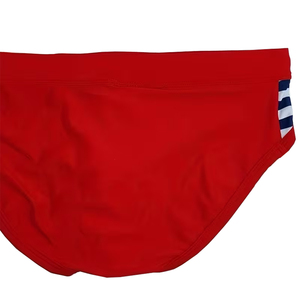 Shorts de bain mi-longs décontractés pour hommes adultes, taille élastique, couleur rouge unie, écologiques, 100 % polyester, pour l'été et le surf - Product Image 3