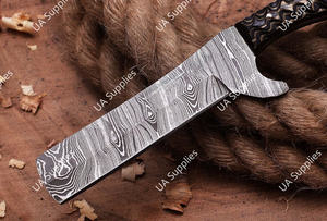 Cuchillo Profesional para Cortar Reses, Hoja de Acero Damasco con Alto Contenido de Carbono, Espiga Completa, Cuchillo de Caza Vaquero con Funda de Cuero Grabado OEM - Product Image 5