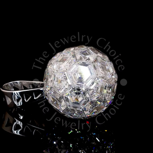 28ct Blue White Lab Grown Diamond <b>Ball</b> Charm 14K White Gold Hexagon Cut Invisible Setting Geometric <b>Sphere</b> Pendant Yellow Gold - Product Image 2
