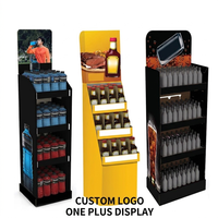 Support d'affichage au sol en carton pliable personnalisé pour boissons, collations, jus, vin, bouteilles d'eau
