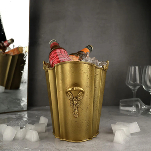 Large Size Metal Decorative <b>Ice</b> Storage Bucket with Handle Gold Color Plated Shiny Polished Water Storage Buckets Supplies - Product Image 6
