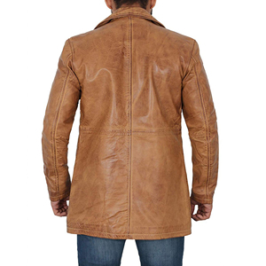 Gabardina Larga de Cuero Genuino para Hombre con Logotipo Personalizado, Proveedor Mayorista de Calidad Premium, Nuevo Diseño - Product Image 2