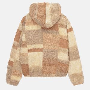 Sudadera con Capucha de Sherpa a Cuadros para Hombre, 100% Poliéster, Transpirable, Corte Holgado, Suave, Estilo Casual Urbano para Otoño e Invierno - Product Image 4