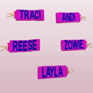 New Boutique Bestseller Custom for Beaded Fashion Adjustable Gameday Keychain <b>Wristlet</b> Letter Key Holder Handmade Gift Keychains - Product Image 3