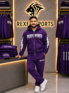 เสื้อฮู้ดซิปแบบเต็มตัว REXFITSPORTS 2026 รุ่นสั่งทำพิเศษ สีม่วง สำหรับทุกเพศ ผลิตจากผ้าฝ้ายผสมโพลีเอสเตอร์ ผ้าฟลีซ สไตล์สตรีทแวร์ เหมาะสำหรับออกกำลังกายและสวมใส่ลำลอง - Product Image 3